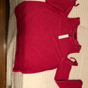 Cute Pink Sweater with open tie strap shoulders SM